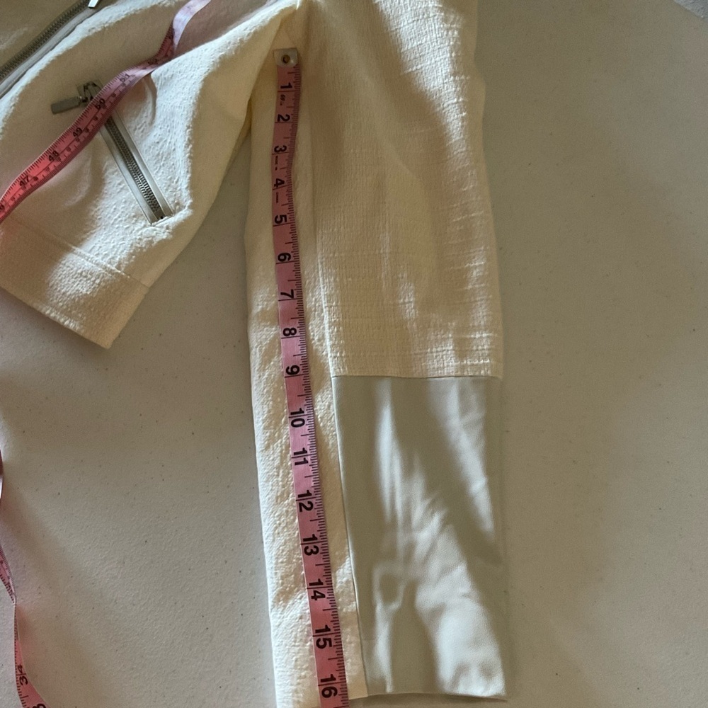 Chico’s Moto Jacket Mixed Media Fabric Zip Closure Ivory Size M (8) Chico's 1 - Picture 5 of 15